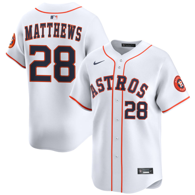 Men's White Houston Astros #28 Brice Matthews 2025 Home Limited Stitched Baseball Jersey